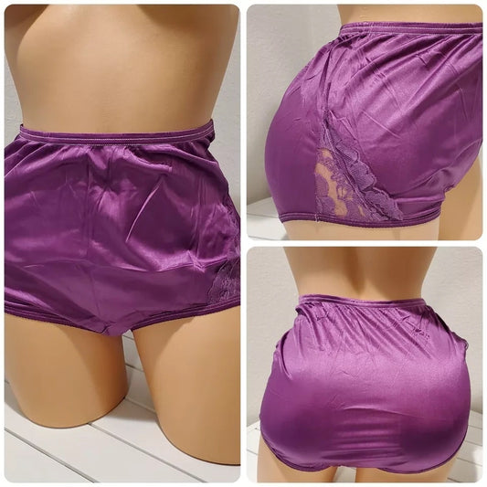Vanity Fair Lace Nouveau Nylon Full Cut Panty Lace Shiny Queen Purple Star Vintage And More LLC