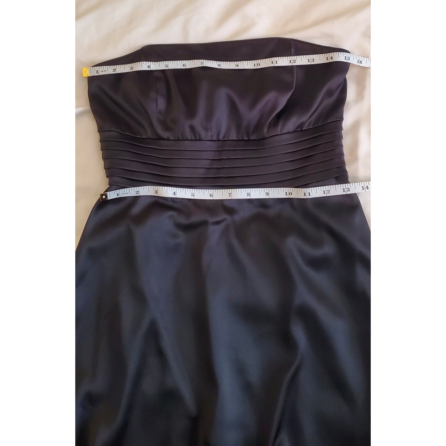 White House Black Market Strapless Pleated Knee-Length Dress Black Size 4