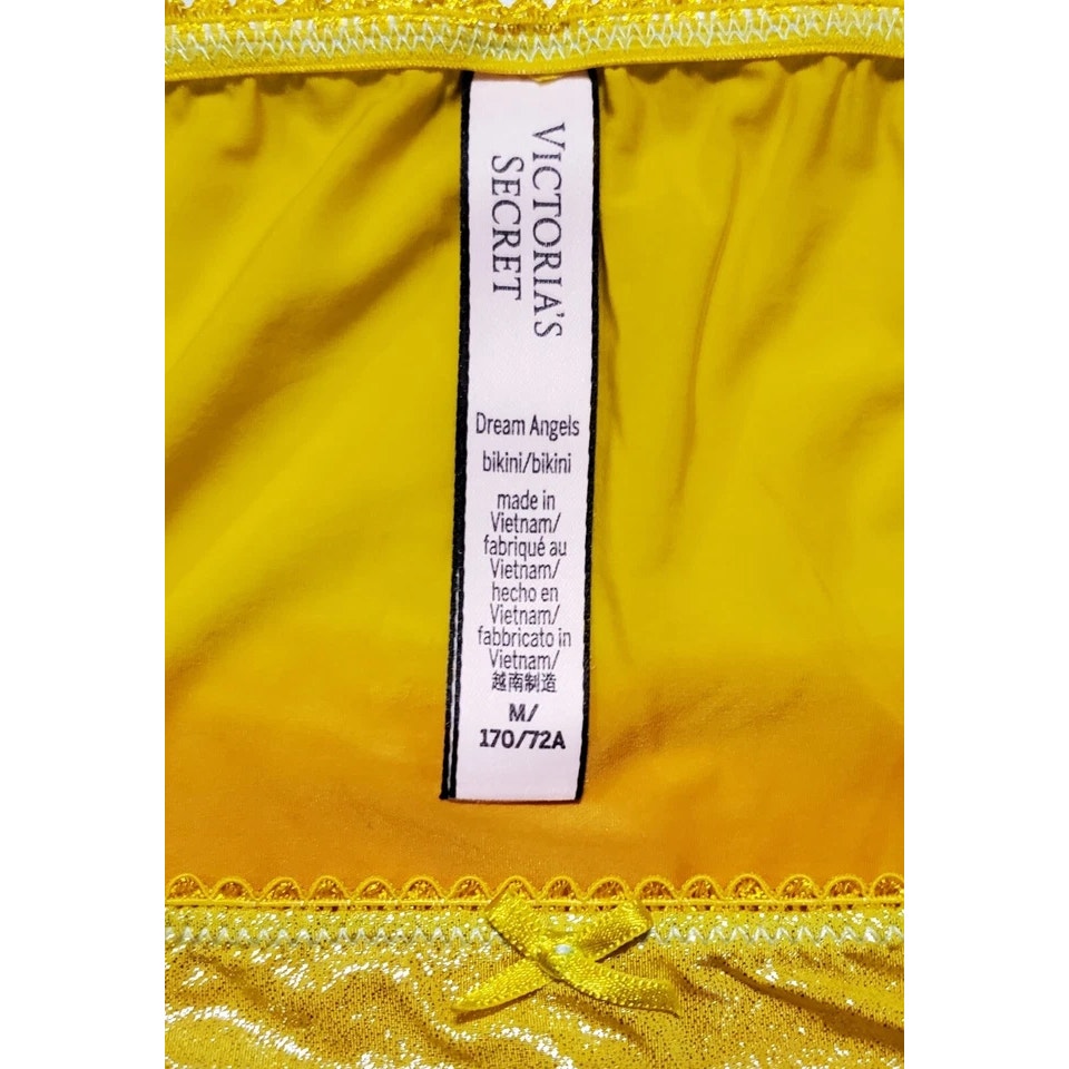 Victoria's Secret Dream Angels String Bikini Panty Shiny Sunrise Yellow Orange