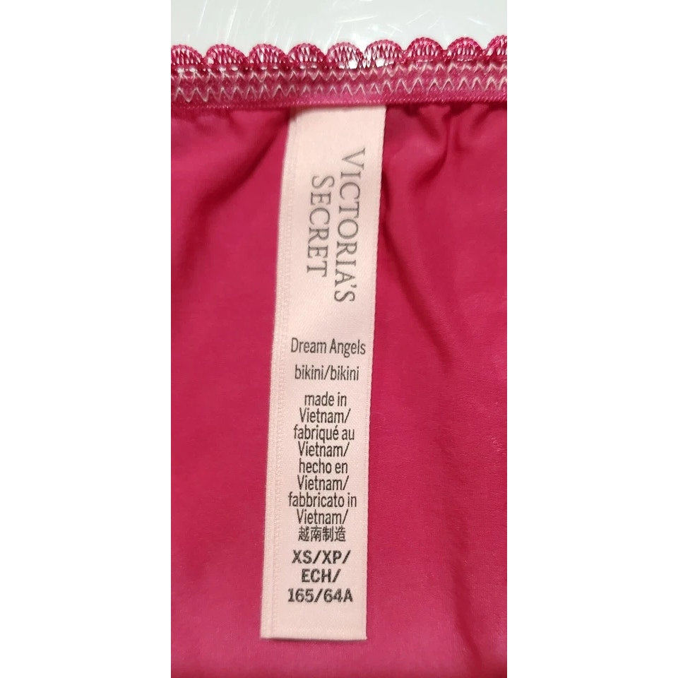 Victoria's Secret Dream Angels String Bikini Panty Shiny Lace Pink Sultry XS