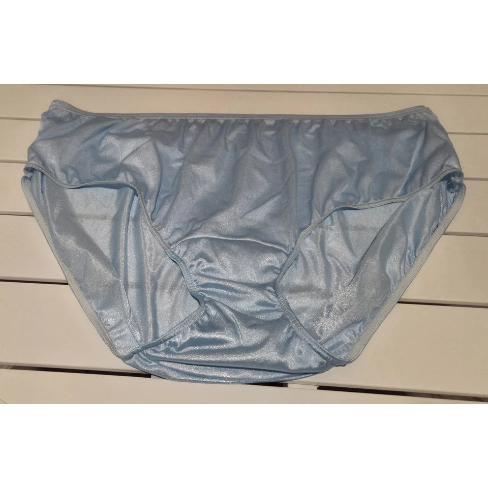 Shadowline 11032 Bikini Panty Shiny Nylon Full Cut Silky Baby Blue