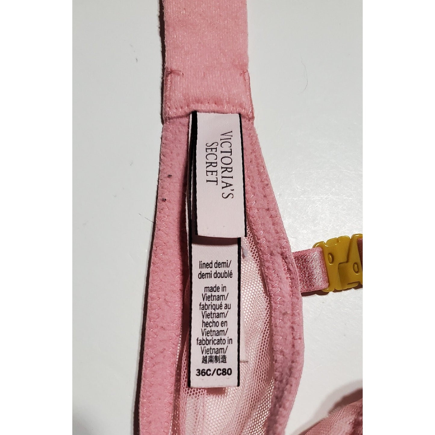 Victoria's Secret Lined Demi Bra Floral Lace Multiway Straps Pink 36C
