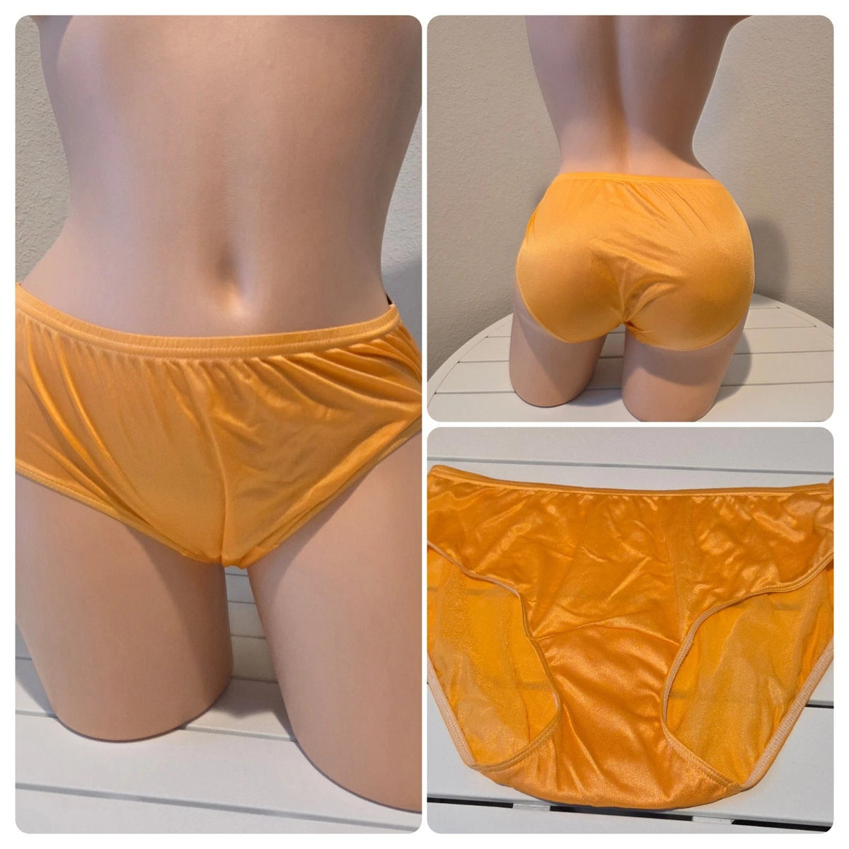 Shadowline 11032 Bikini Panty Shiny Nylon Full Cut Silky Solar Orange