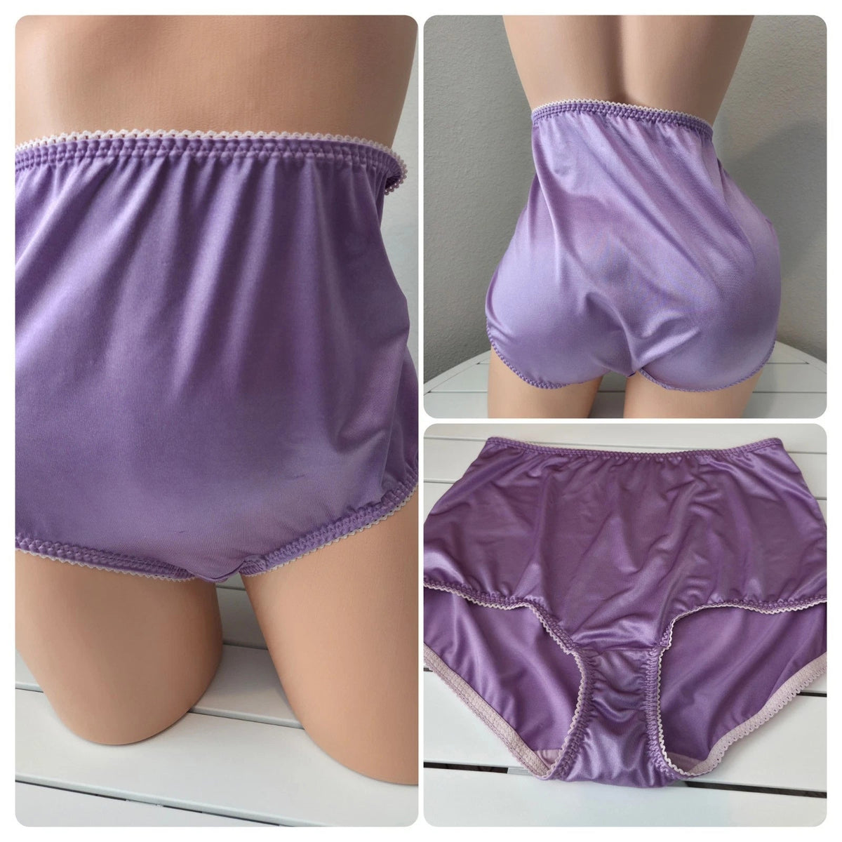Vanity Fair 40301 Full Coverage Brief Panty Shiny Nylon Purple Hype
