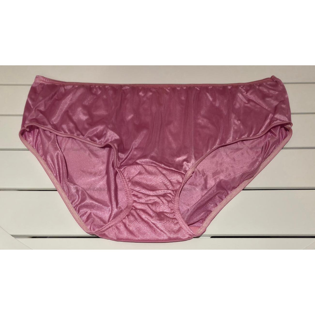 Shadowline 11032 Bikini Panty Shiny Nylon Full Cut Silky Ultimate Pink 9/2XL - Star Vintage & More
