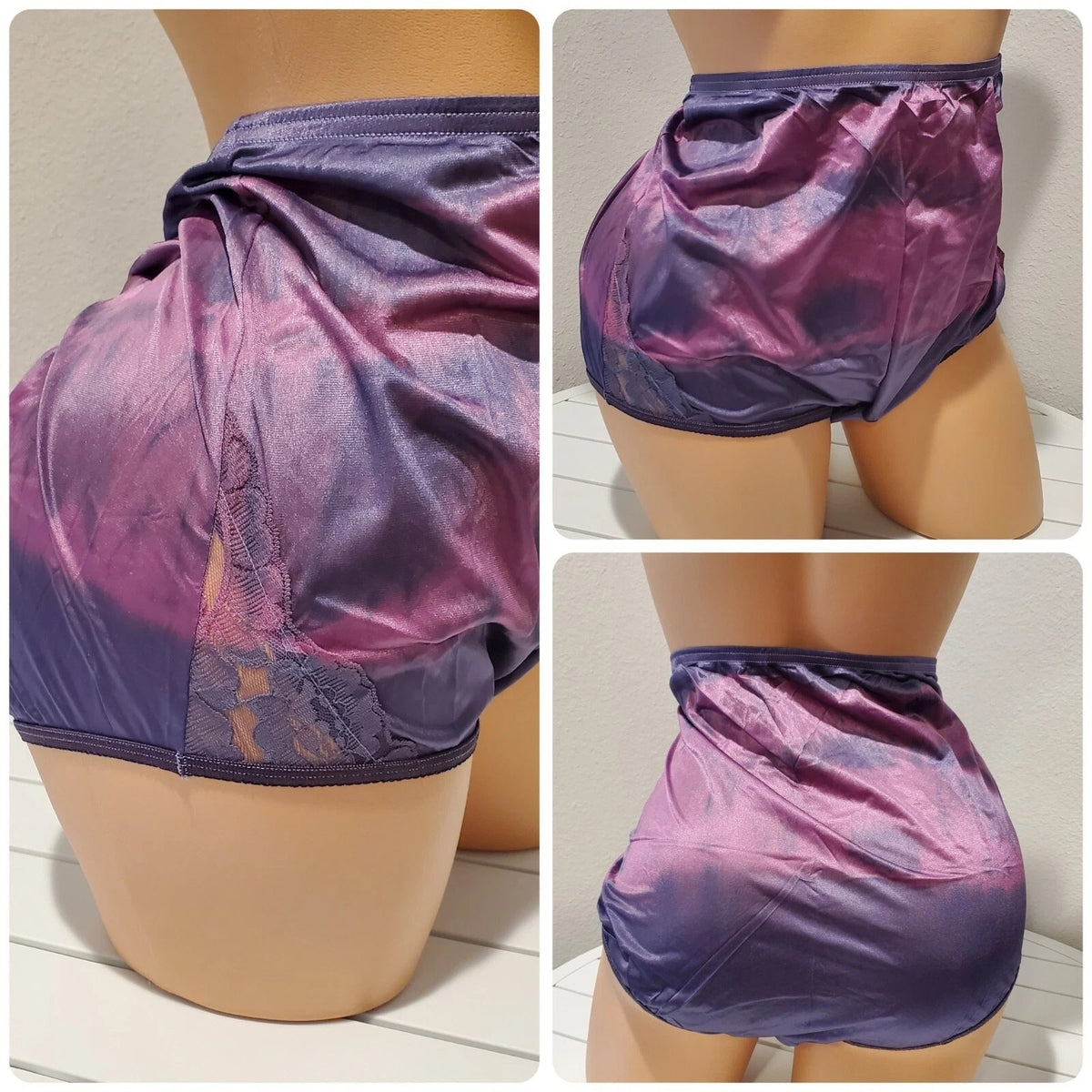 Vanity Fair Lace Nouveau Nylon Full Cut Panty Rainbow Shift Purple Trip 9/2XL