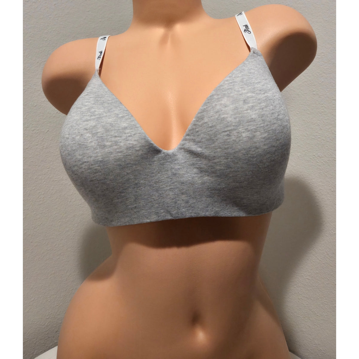 Victoria's Secret PINK Wear Everywhere Cotton Wireless Convertible Bra Gray 38D