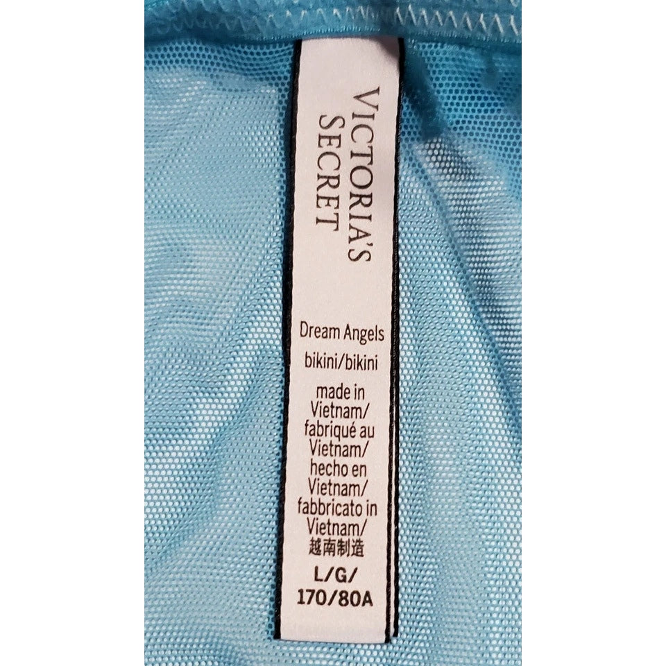 Victoria's Secret Dream Angels String Bikini Panty Semi Sheer Ruffle Blue Cyan 7