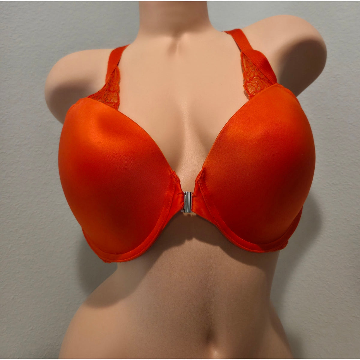 Frederick's of Hollywood Lace Push Up Bra Front Close Racerback Orange 40C