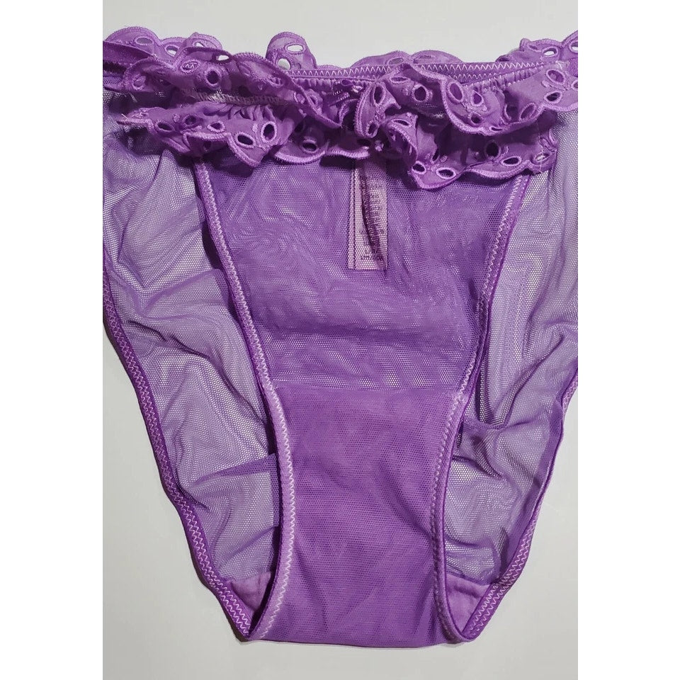 Victoria's Secret Dream Angels String Bikini Panty Sheer Ruffle Purple Foxglove
