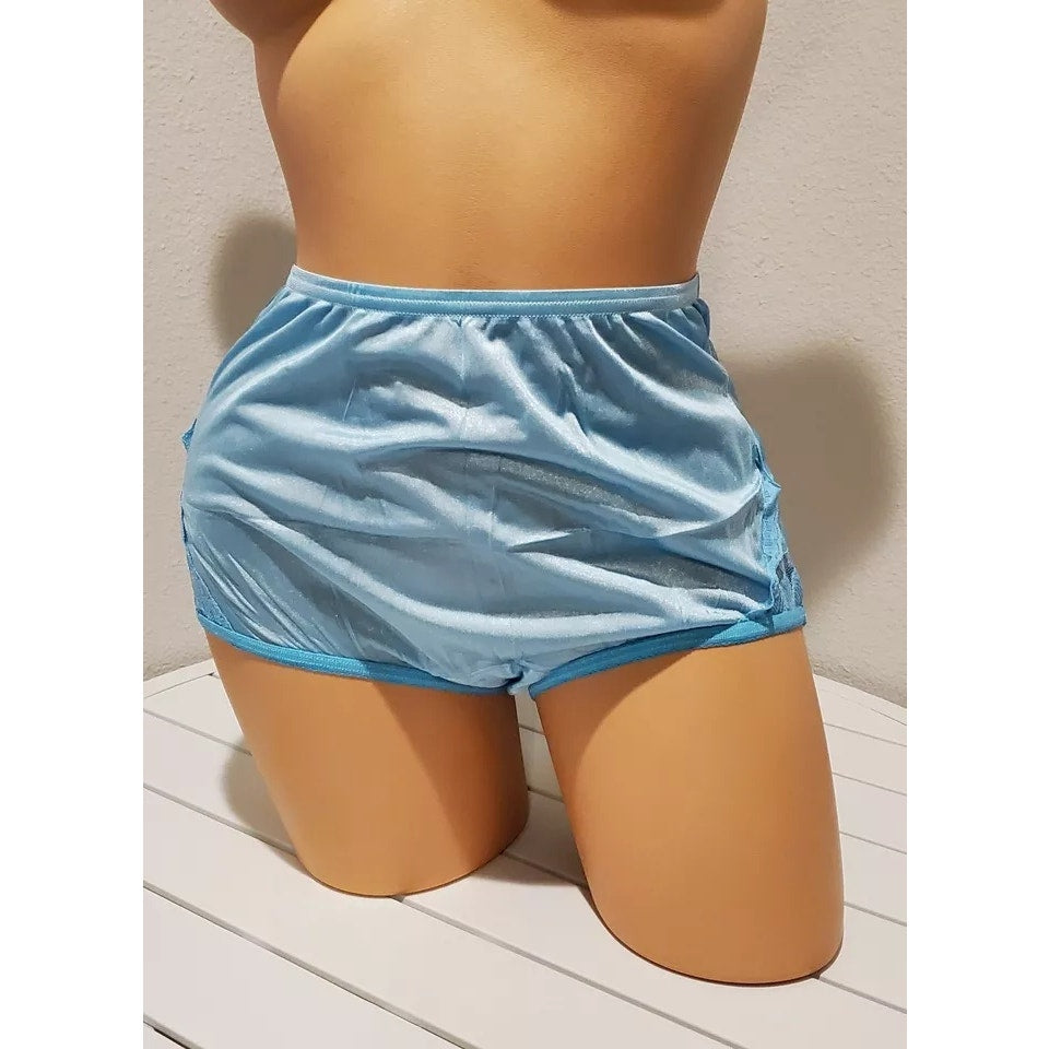 Vanity Fair Lace Nouveau Nylon Full Cut Panty Lace Shiny Vivid Sky Blue