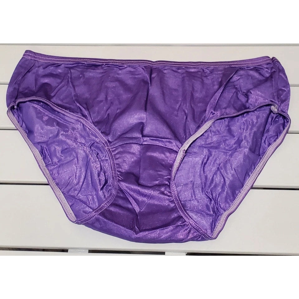 Shadowline 11032 Bikini Panty Shiny Nylon Full Cut Silky Purple Amethyst 6/M