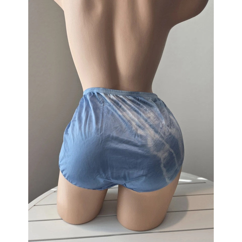Shadowline 11032 Bikini Panty Shiny Nylon Full Cut Dove Blue Side Rainbow 10/3XL
