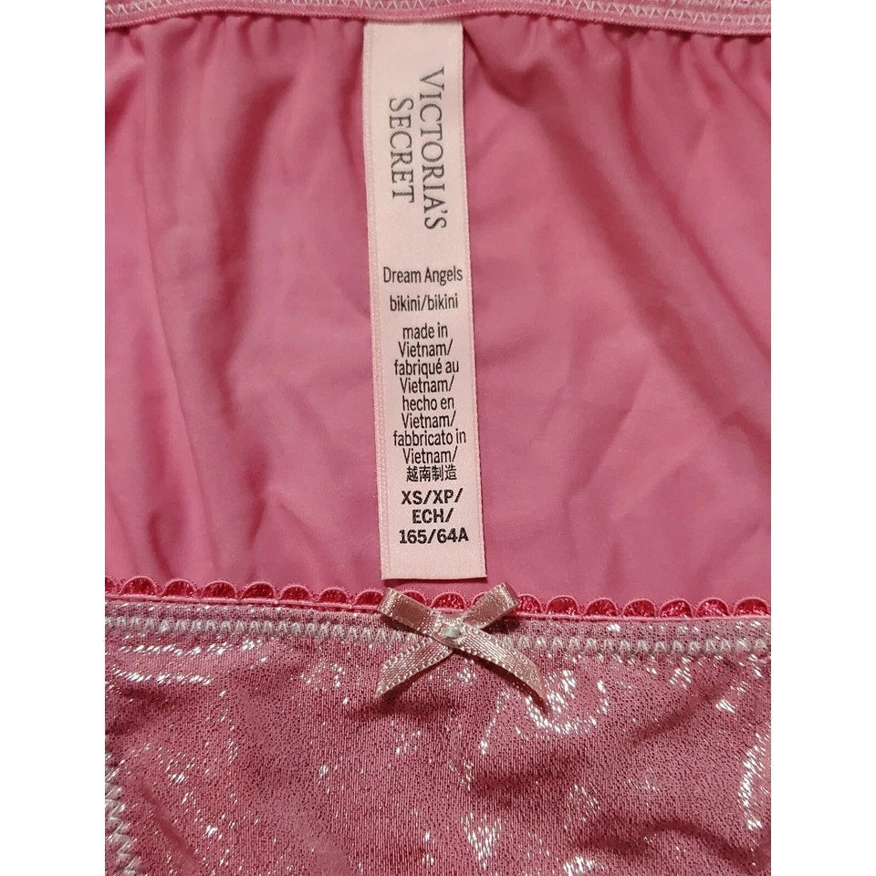 Victoria's Secret Dream Angels String Bikini Panty Shiny Lace Pink Watermelon XS