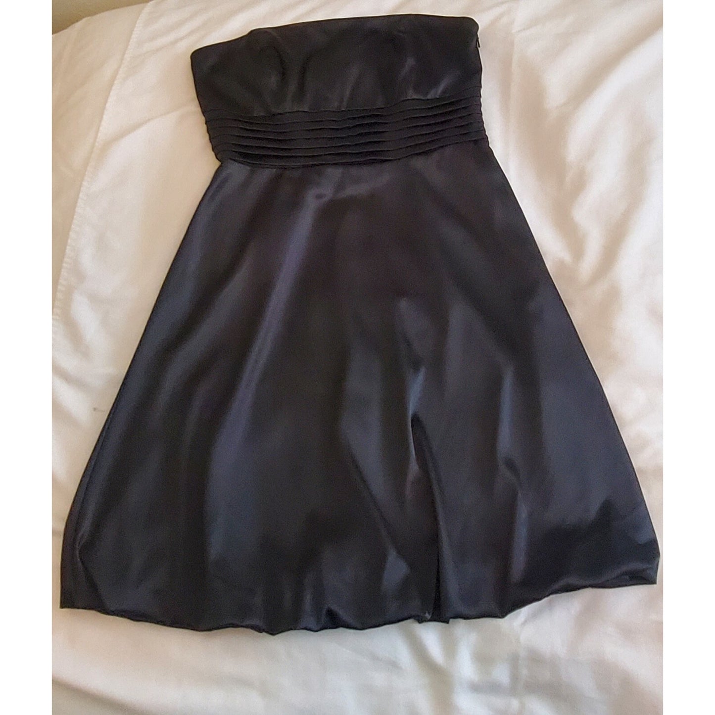 White House Black Market Strapless Pleated Knee-Length Dress Black Size 4