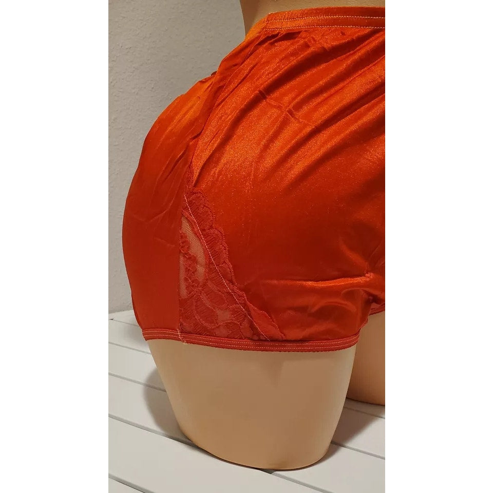 Vanity Fair Lace Nouveau Nylon Full Cut Panty Lace Shiny Orange PSL 2