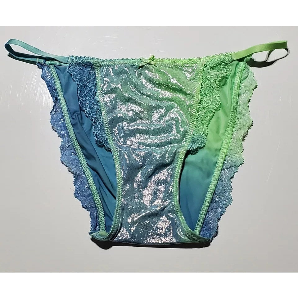 Victoria's Secret Dream Angels String Bikini Panty Shiny Lace Caribbean Side Kick