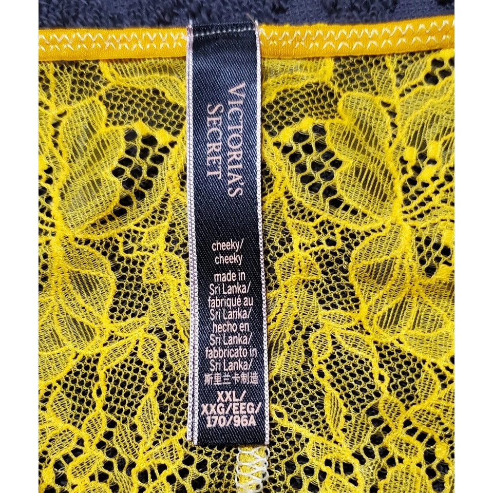 Victoria's Secret Shine Strap Cheeky Panty All Lace Back Sun Goddess Yellow 9