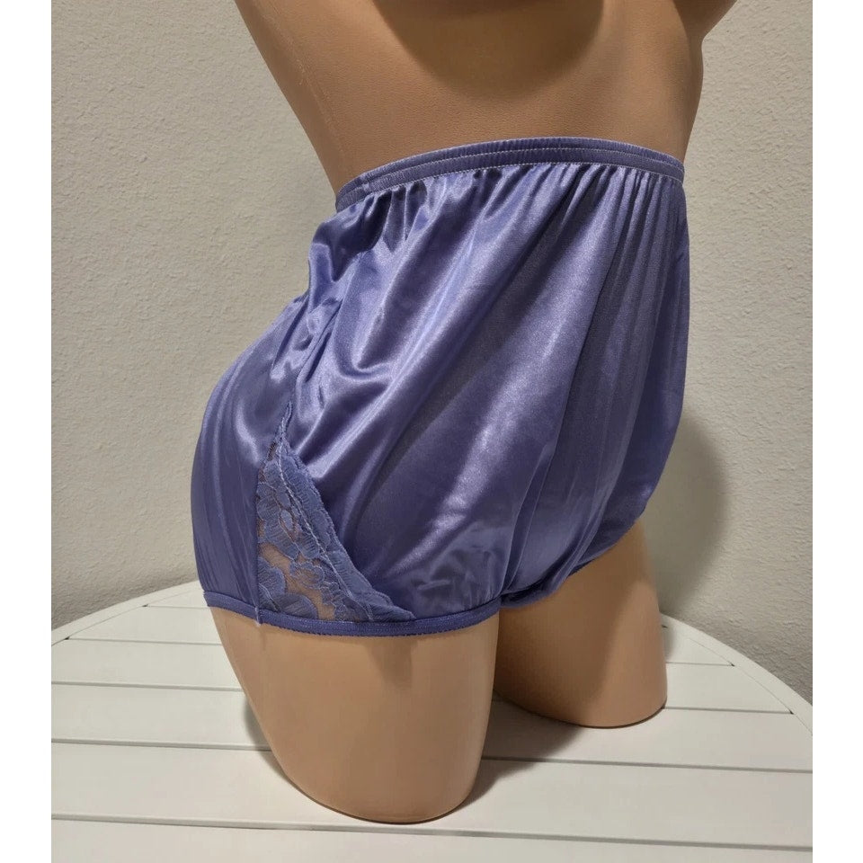 Vanity Fair Lace Nouveau Nylon Full Cut Panty Lace Shiny Purple Fizz