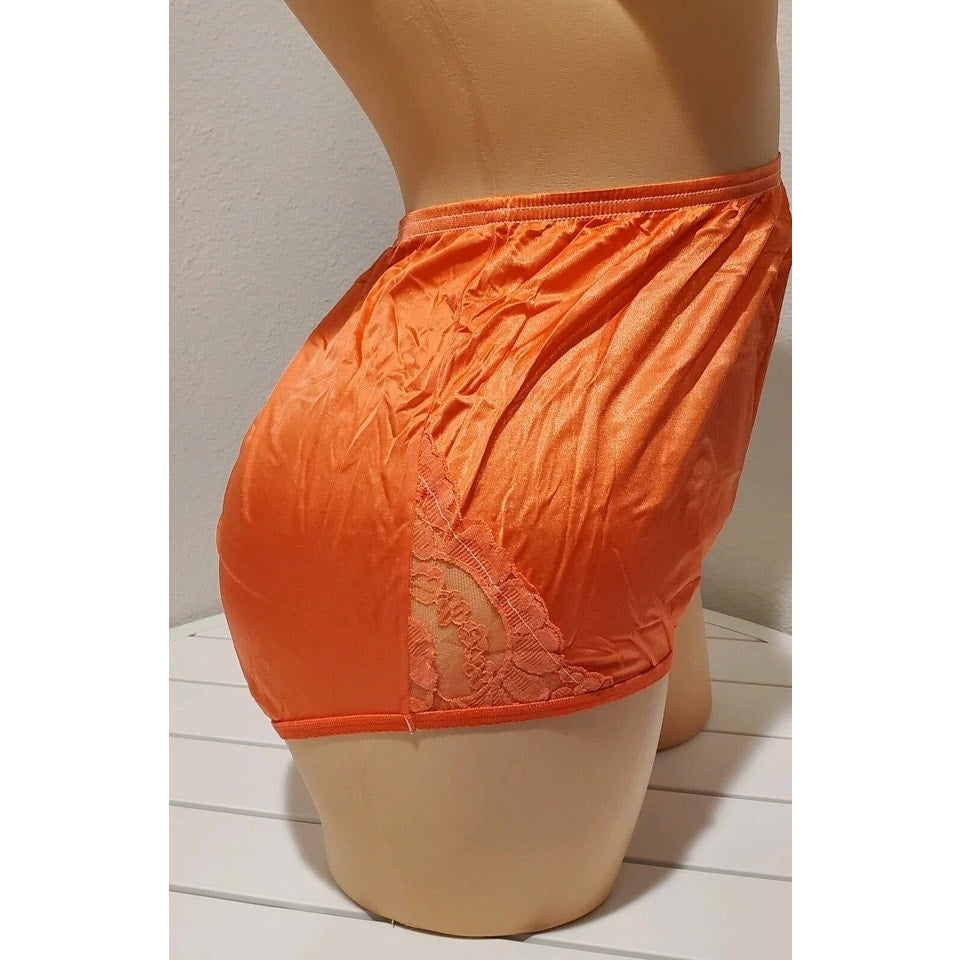Vanity Fair Lace Nouveau Nylon Full Cut Panty Lace Shiny Orange PSL