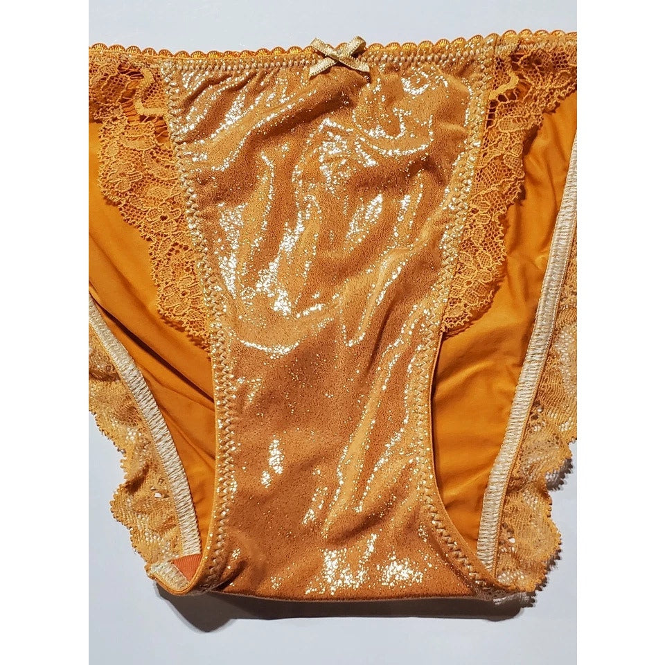 Victoria's Secret Dream Angels String Bikini Panty Shiny Orange Cantaloupe XS