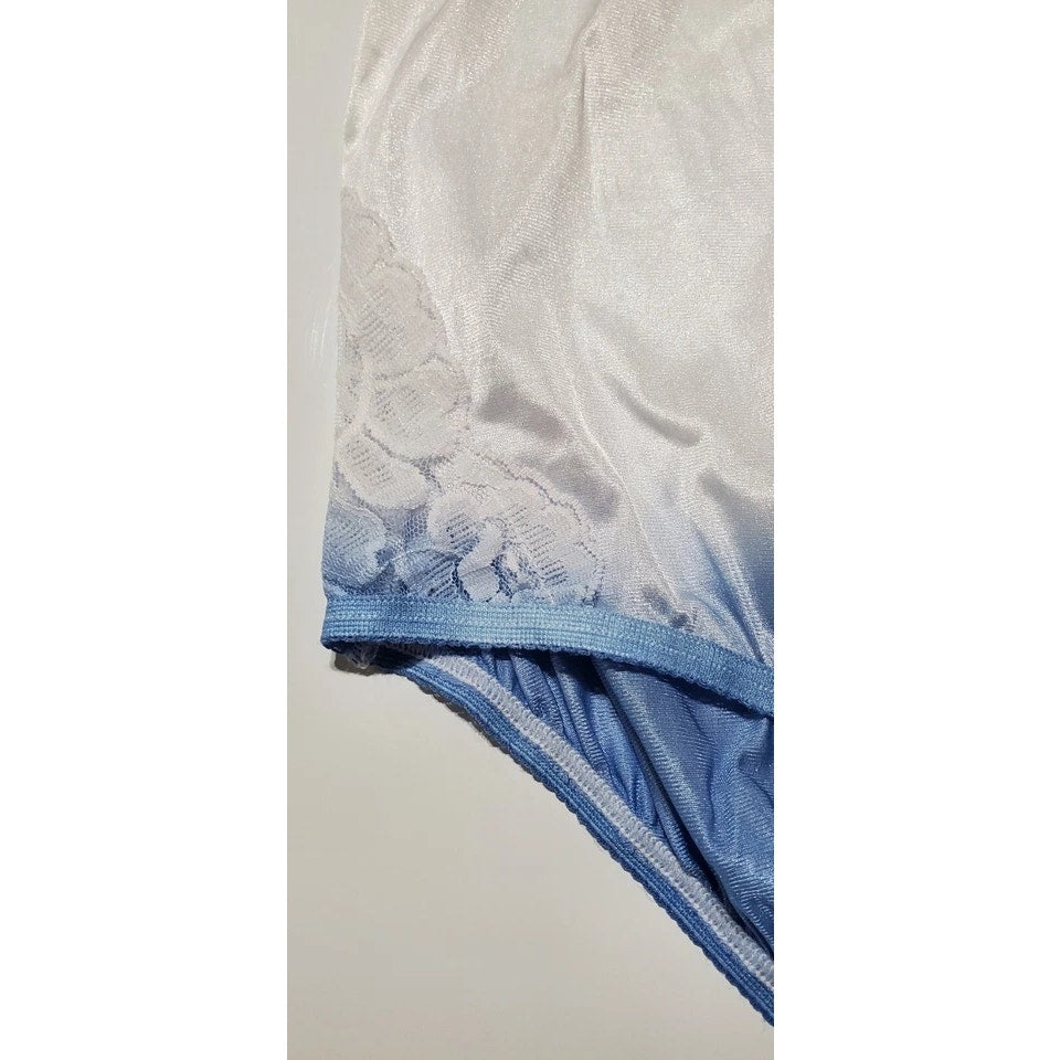 Vanity Fair Lace Nouveau Nylon Full Cut Panty Lace Shiny Ombre Frozen Blue 6/M