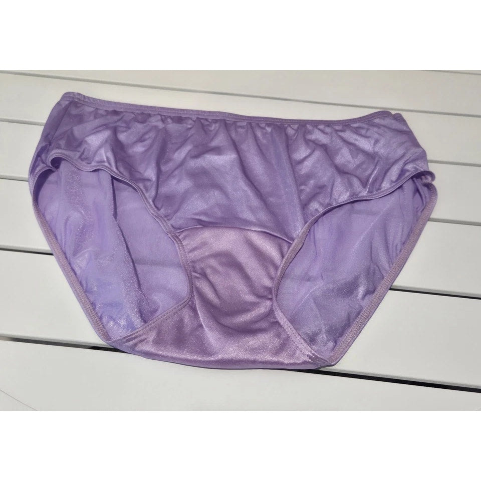 Shadowline 11032 Bikini Panty Shiny Nylon Full Cut Silky Galaxy Purple 6/M