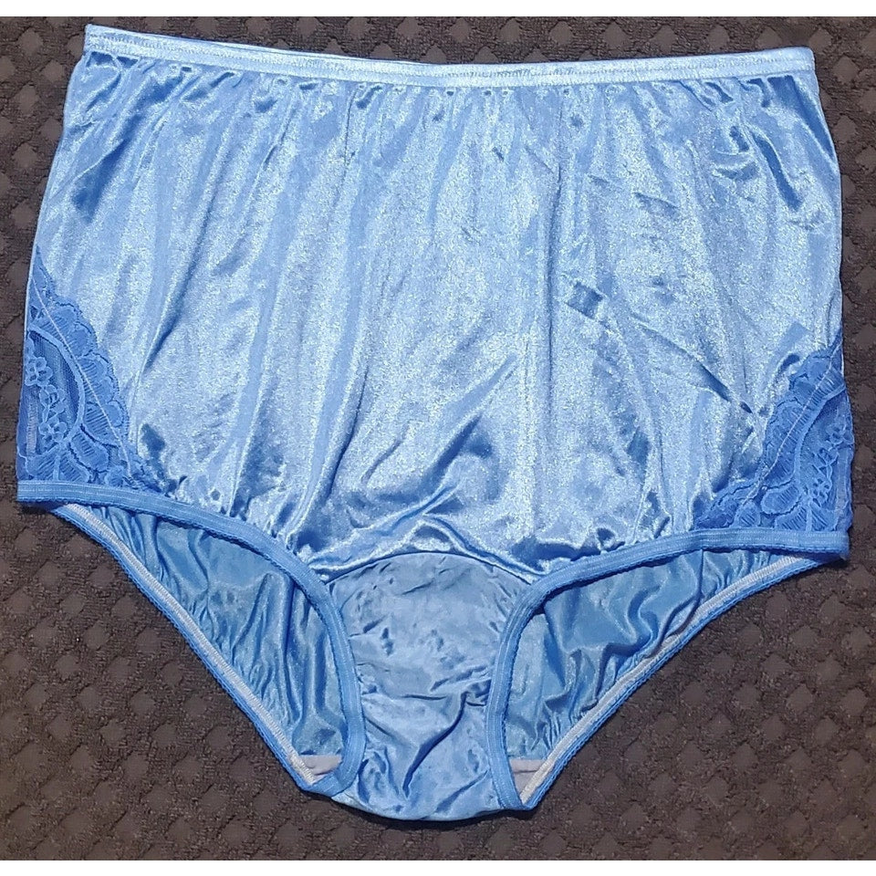 Vanity Fair Lace Nouveau Nylon Full Cut Panty Lace Shiny Brilliant Blue