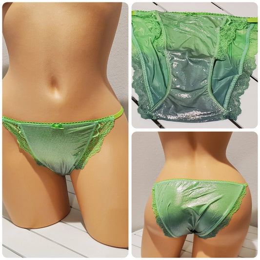 Victoria's Secret Dream Angels String Bikini Panty Shiny Ombre Green Abyss XS - Star Vintage & More Star Vintage And More LLC