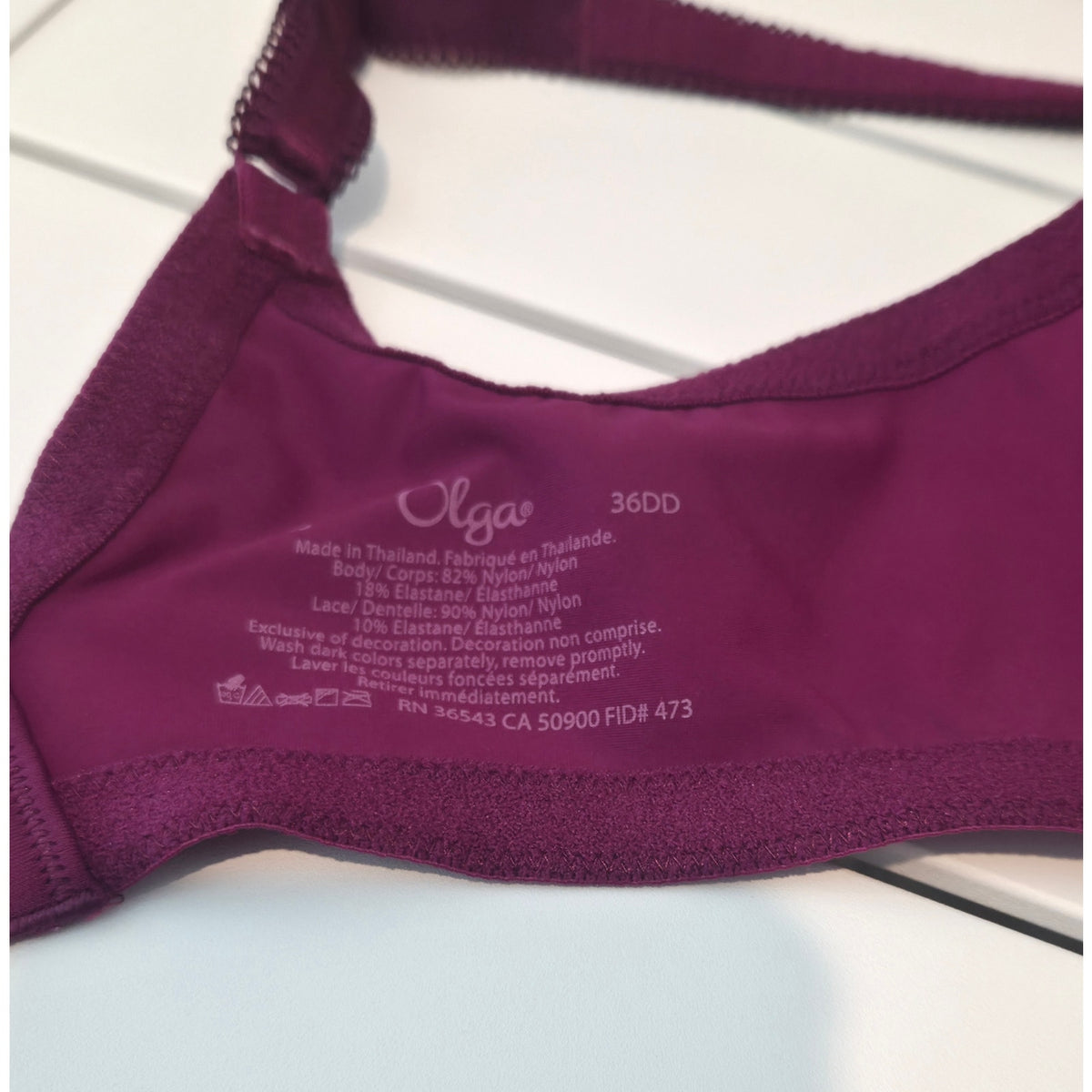 Olga 35063 Nylon Lace Underwire Bra 36DD Purple