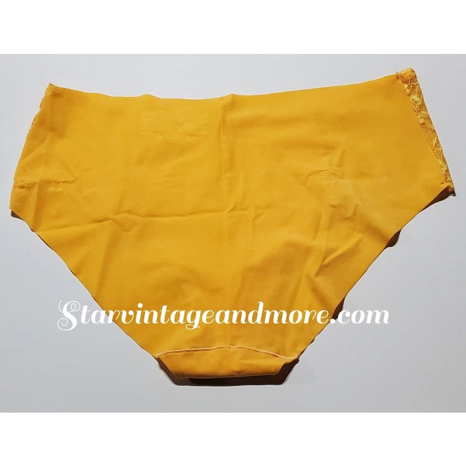 Victoria's Secret Stretch Satin Hiphugger Hipster Panty Lace Inset Naples Yellow