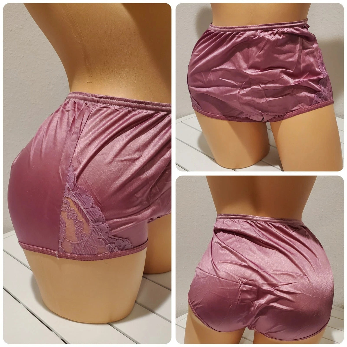 Vanity Fair Lace Nouveau Nylon Full Cut Panty Lace Shiny Purple Orchid