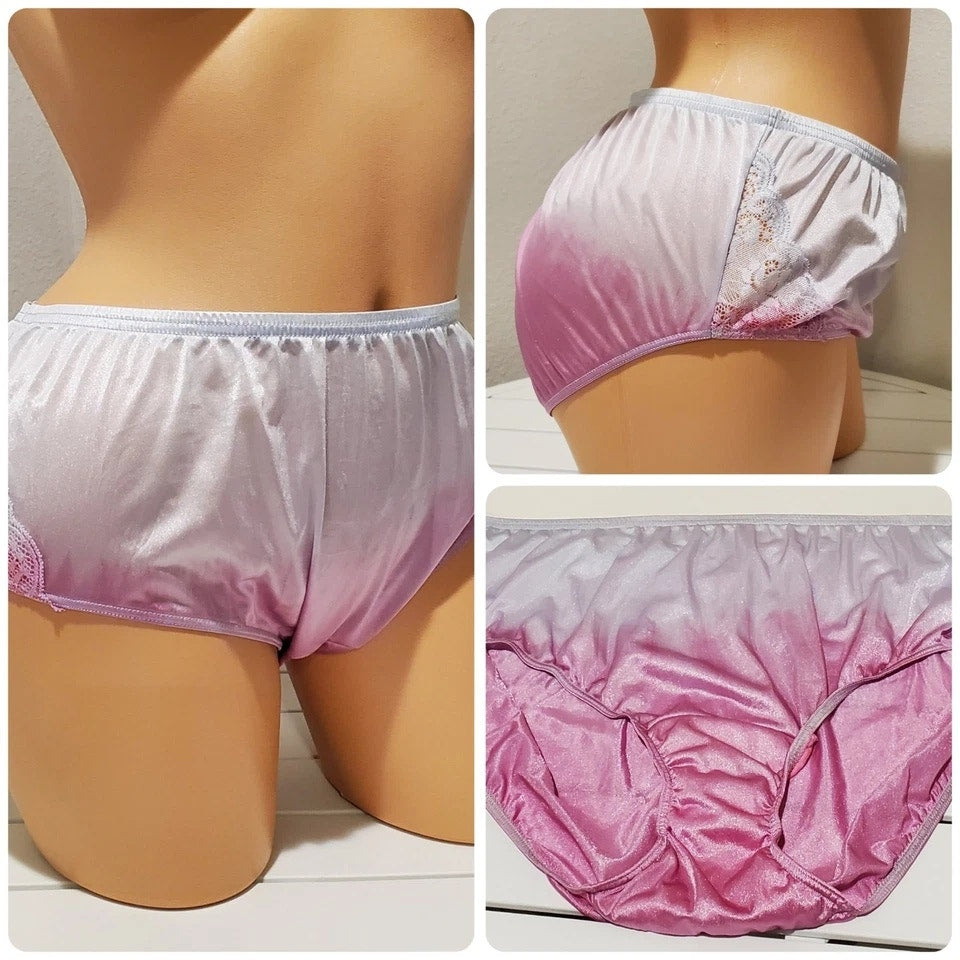 Shadowline 11182 Lace Bikini Panty Nylon Silver Ultimate Pink Static 10/3XL