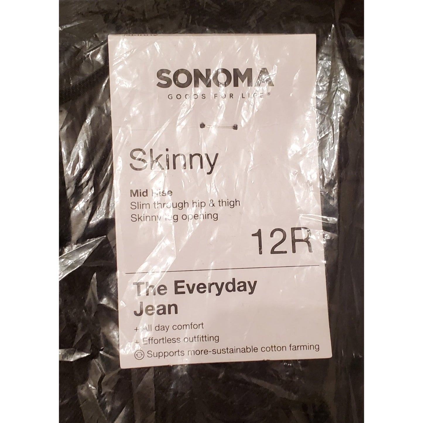 Sonoma Supersoft Denim Skinny Jeans Mid Rise Black Women's 12 Regular NWT