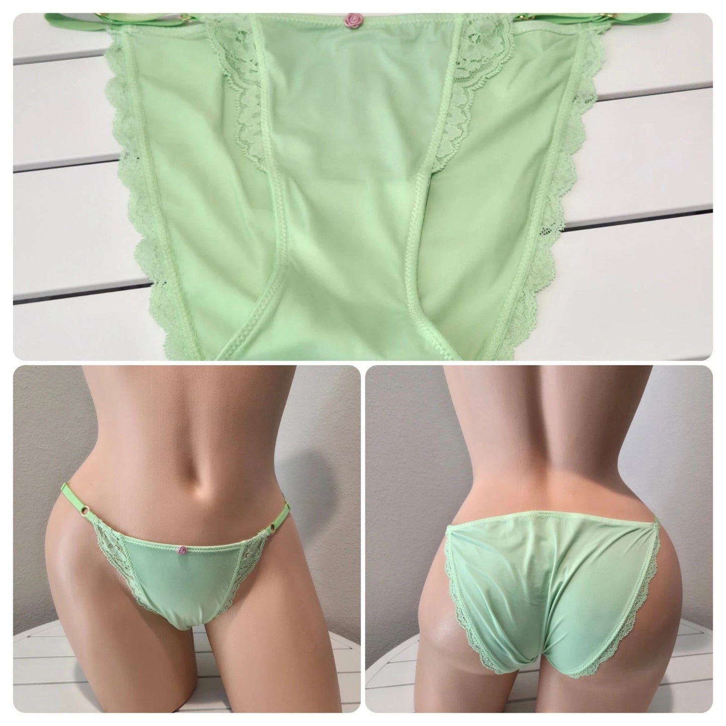 Victoria's Secret Dream Angels Smooth String Bikini Panty Straps Vibe Green 6/M - Star Vintage & More