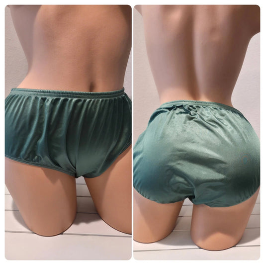 Shadowline 11032 Bikini Panty Shiny Nylon Full Cut Silky Forest Green - Star Vintage & More Star Vintage And More LLC