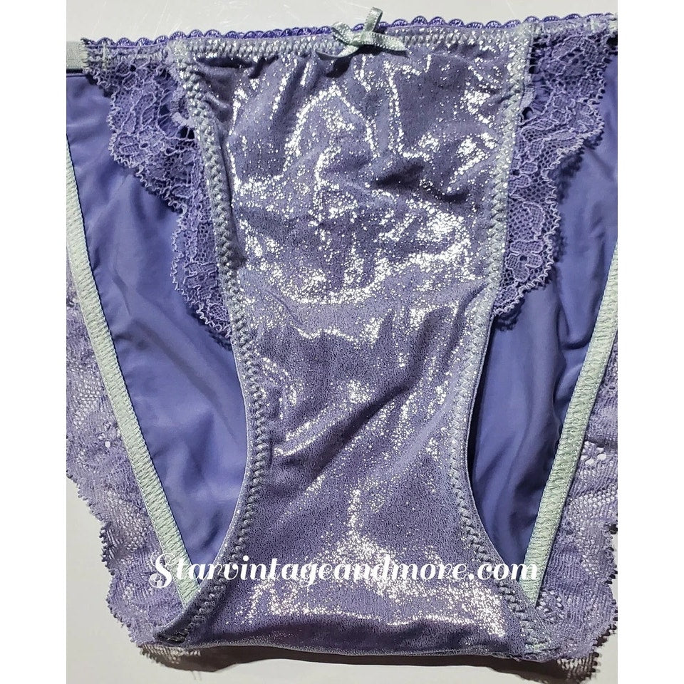 Victoria's Secret Dream Angels String Bikini Panty Shiny Lace Purple Lilac XS