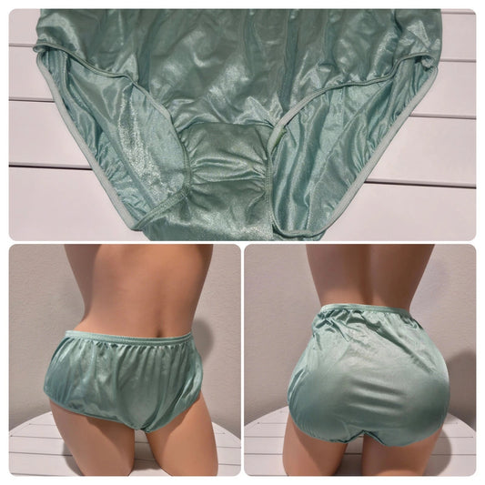 Shadowline 11032 Bikini Panty Shiny Nylon Full Cut Silky Glossy Green 10/3XL Star Vintage And More LLC