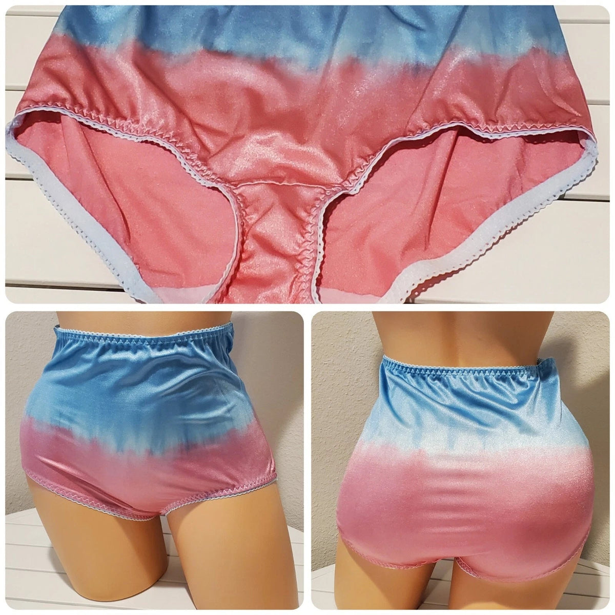 Vanity Fair 40301 Full Coverage Brief Panty Bubble Pink Baby Blue Static 8/XL