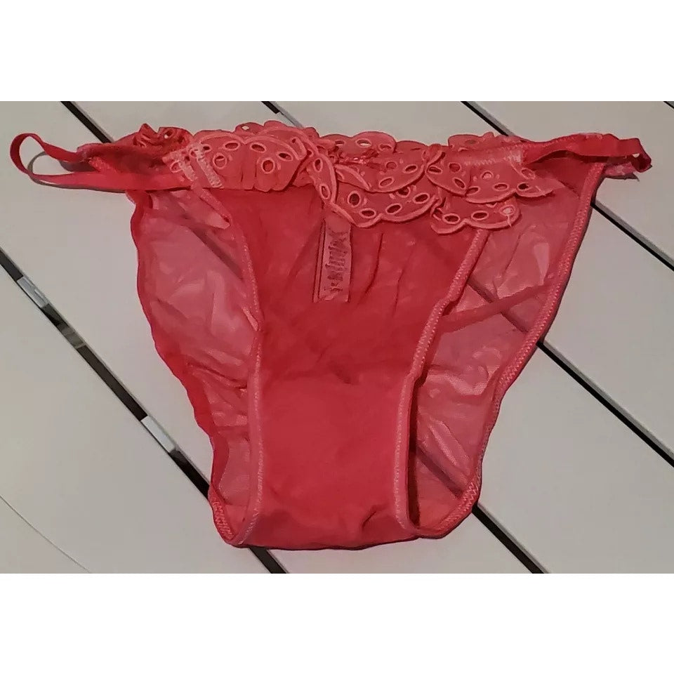 Victoria's Secret Dream Angels String Bikini Panty Sheer Ruffle Pink Gumdrop