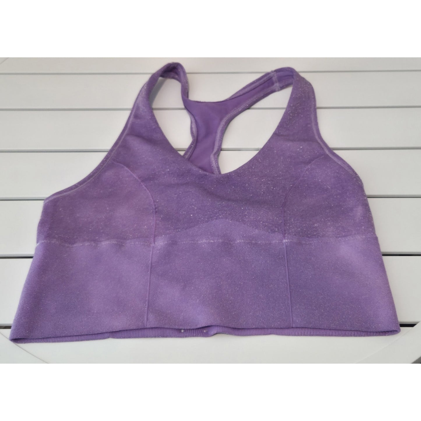 Victoria's Secret PINK Shimmer Plunge Sports Bra Ultraviolet Purple L