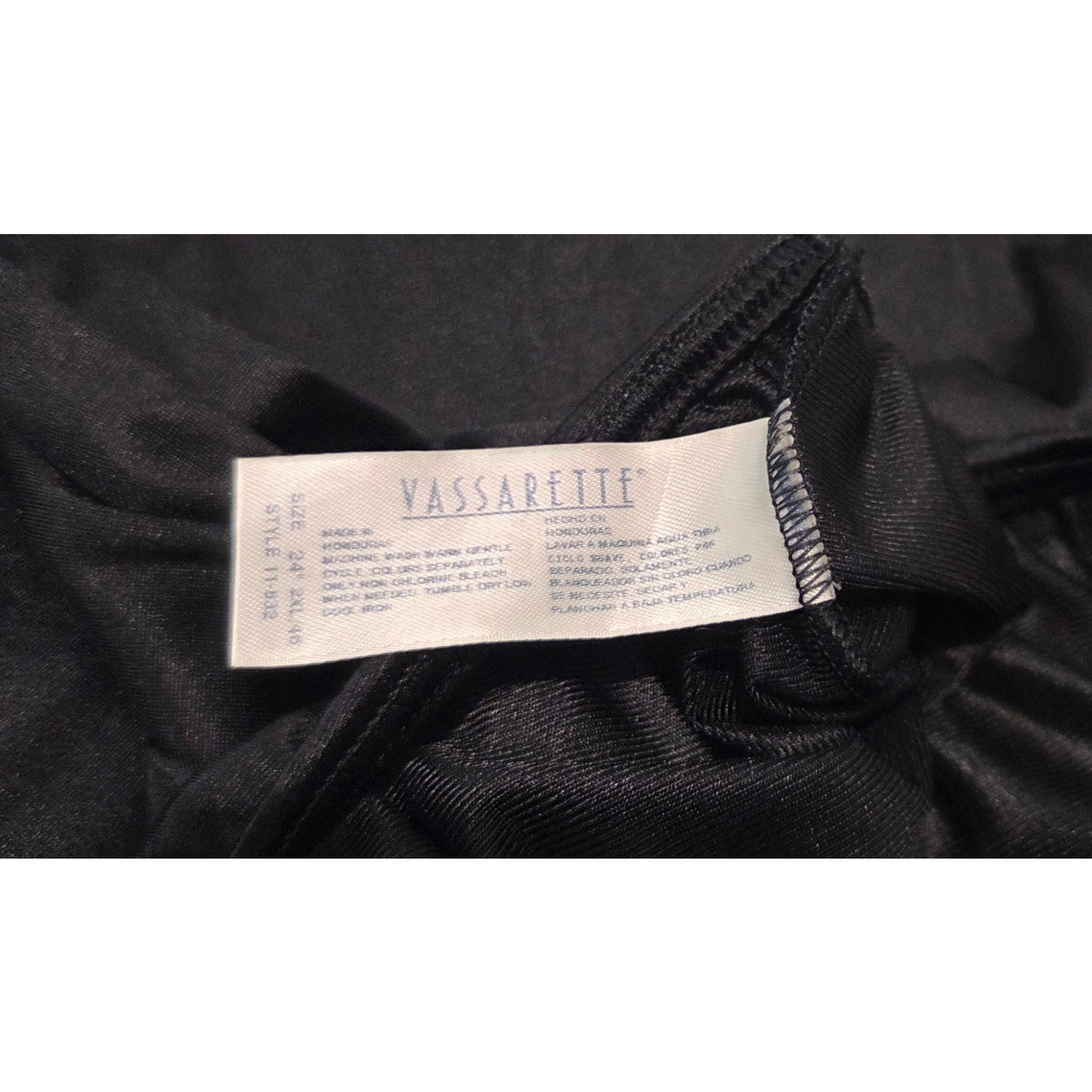 Vassarette Nylon Half Slip Lace Trim Side Slits Black 24" 2XL/46