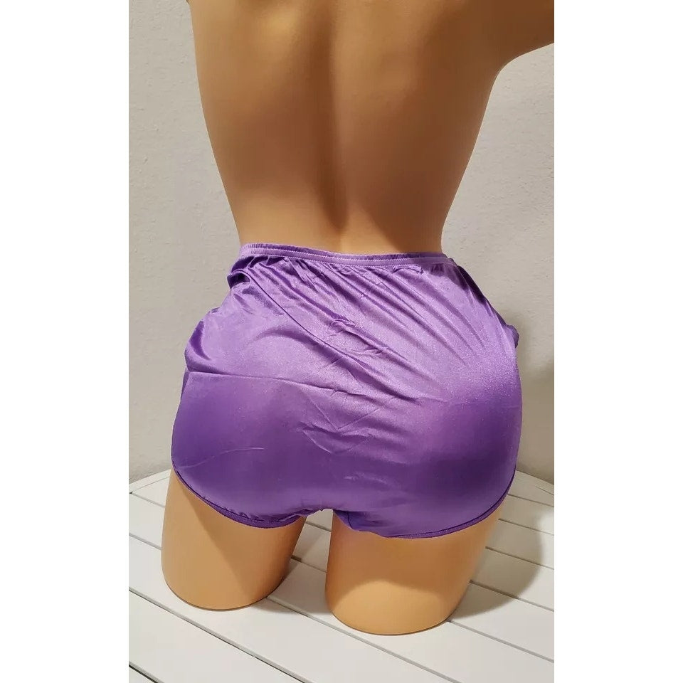 Vanity Fair Lace Nouveau Nylon Full Cut Panty Lace Shiny Purple Fantasy