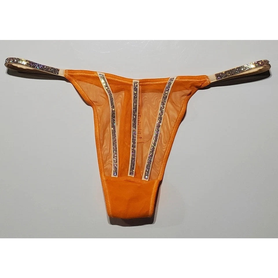 Victoria's Secret Very Sexy Shine Strap Thong Panty Semi Sheer Ecstasy Orange 6