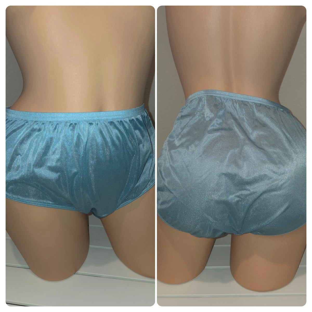 Shadowline 11032 Bikini Panty Shiny Nylon Full Cut Silky Bahama Blue 10/3XL