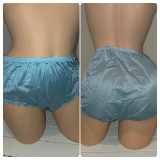 Shadowline 11032 Bikini Panty Shiny Nylon Full Cut Silky Bahama Blue 10/3XL Star Vintage And More LLC