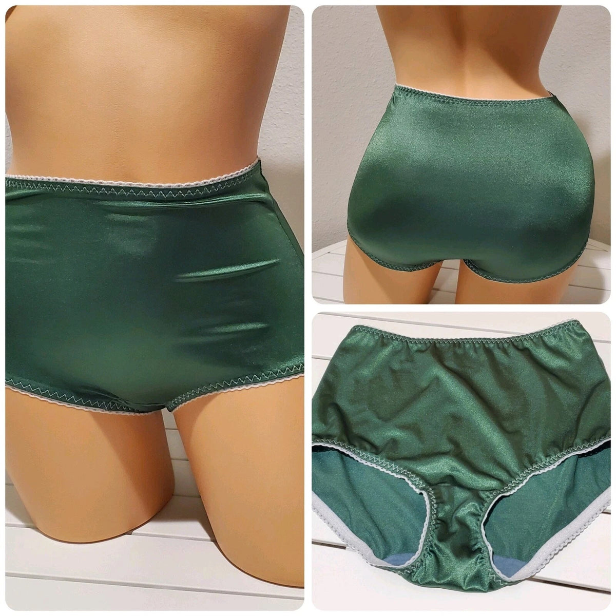 Vanity Fair 40301 Full Coverage Brief Panty Shiny Nylon Forest Green