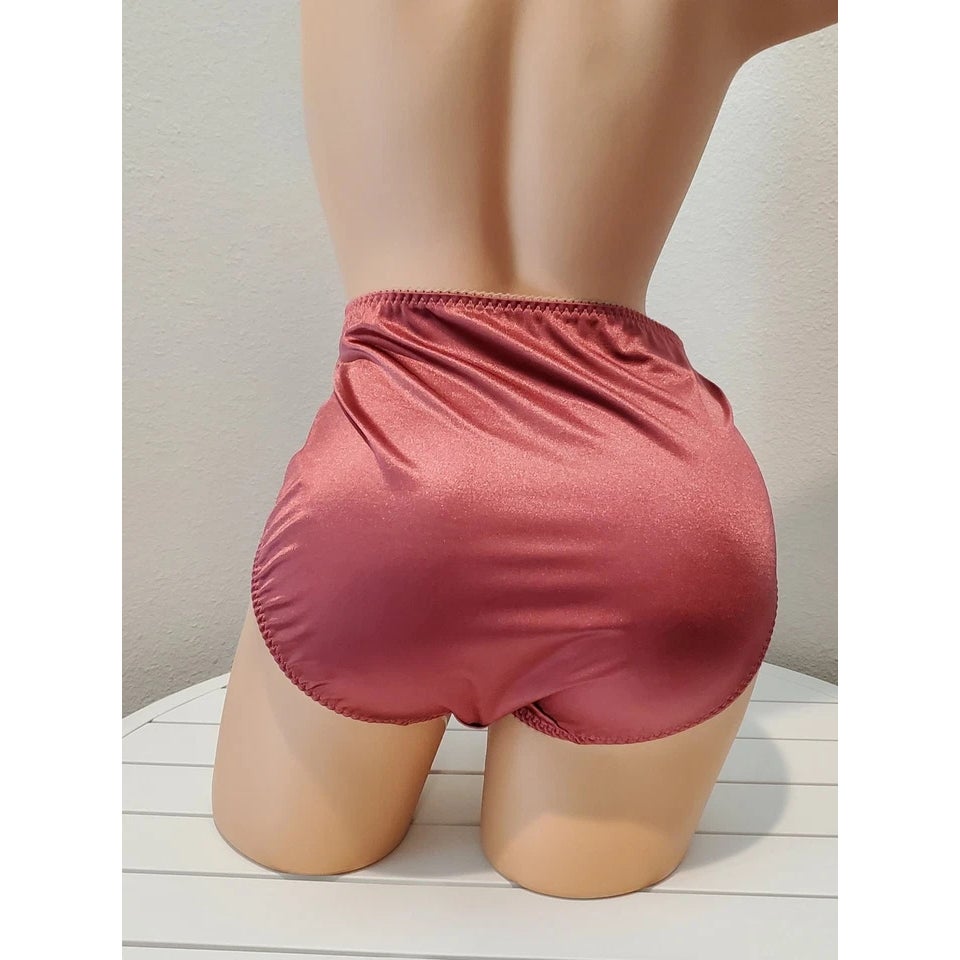 Vanity Fair 48301 Nylon Satin Stretch Hi Cut Brief Panty Crown Dahlia Pink 9/2XL