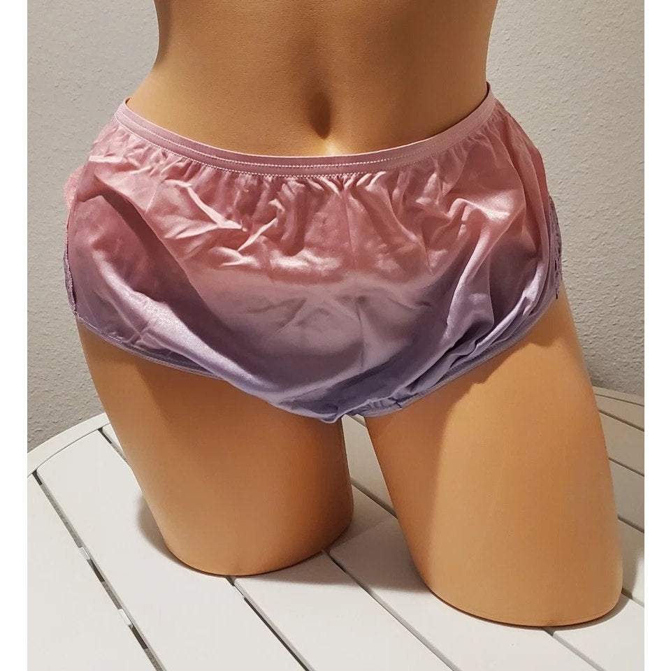 Shadowline 11182 Lace Insets Bikini Panty Shiny Nylon Full Cut Ombre Candy 5/S - Star Vintage & More