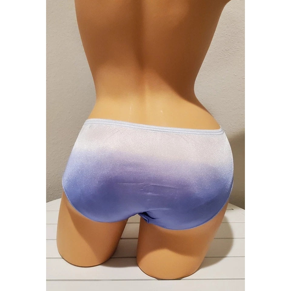 Shadowline 11182 Lace Insets Bikini Panty Shiny Nylon Ombre Blue Heaven 5/S - Star Vintage & More